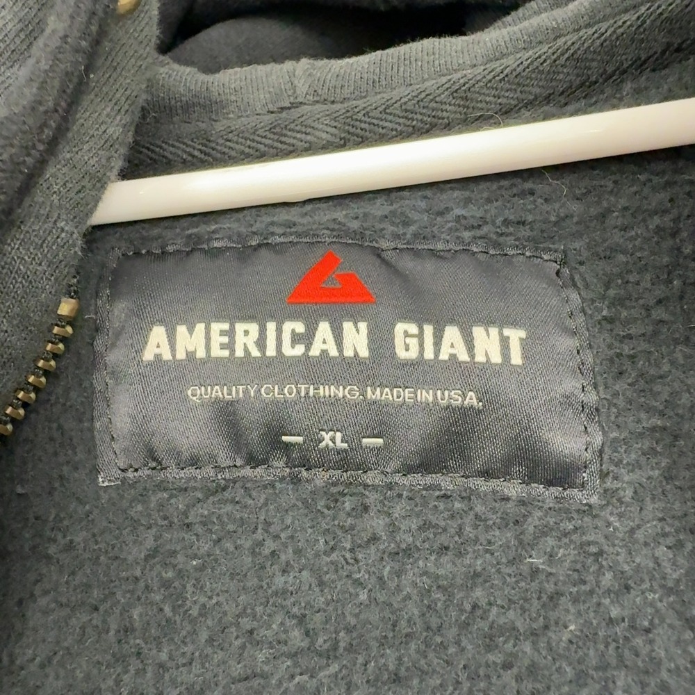 American Giant Zip Up Hoodie Men XL Black Cotton OutboundIQ Graphic Casual Style - Picture 4 of 8